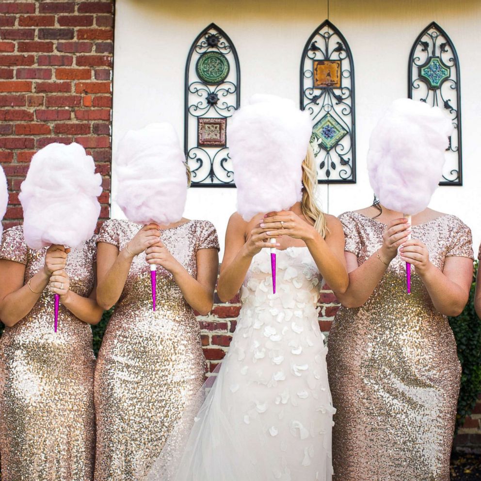 cotton candy pink bridesmaid dress story V Neck Plunge Crepe Bridesmaid Dress - Blush