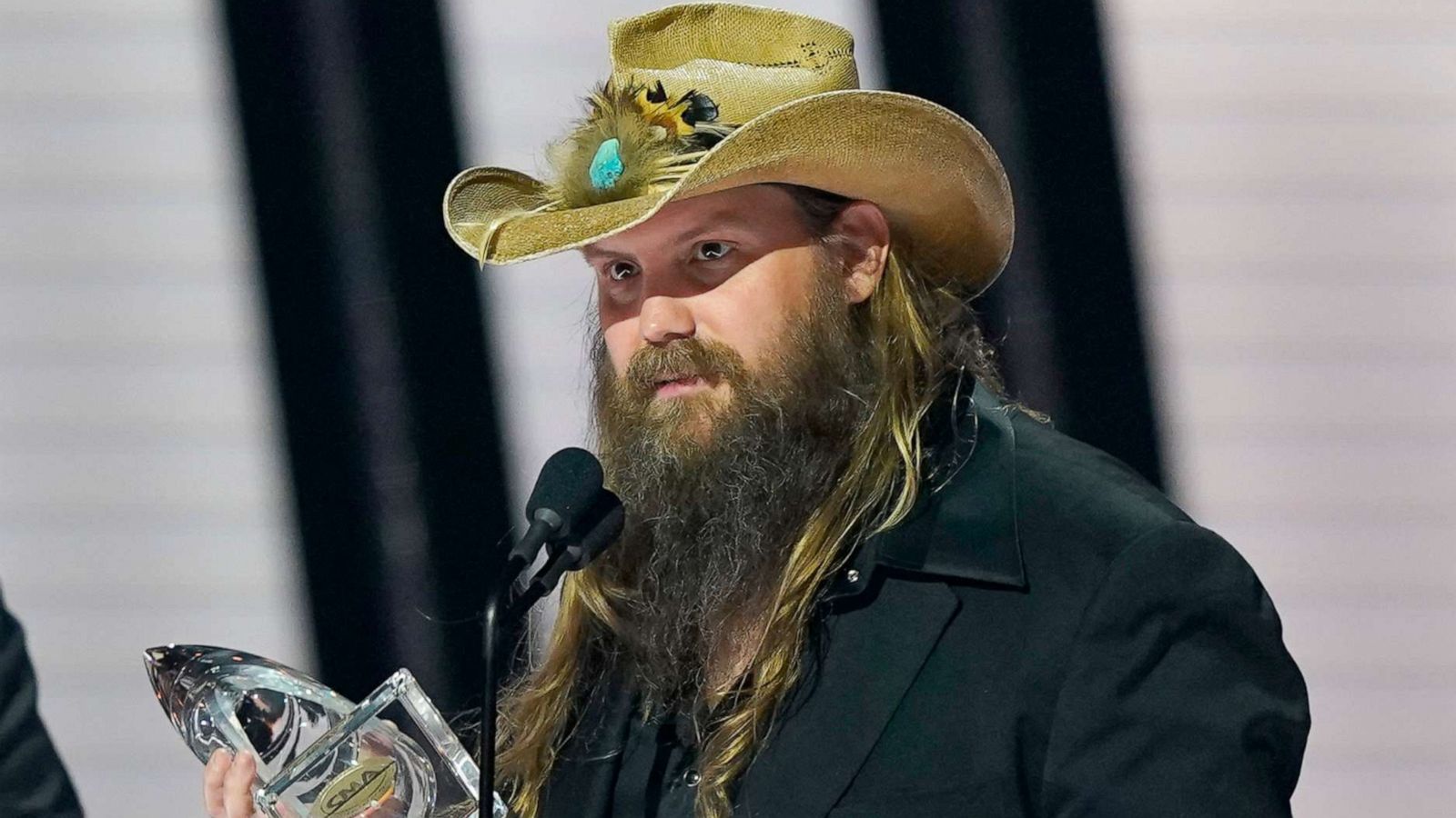 PHOTO: Chris Stapleton accepts the album of the year award for "Starting Over" at the 55th annual CMA Awards in Nashville, Tenn., Nov. 10, 2021.