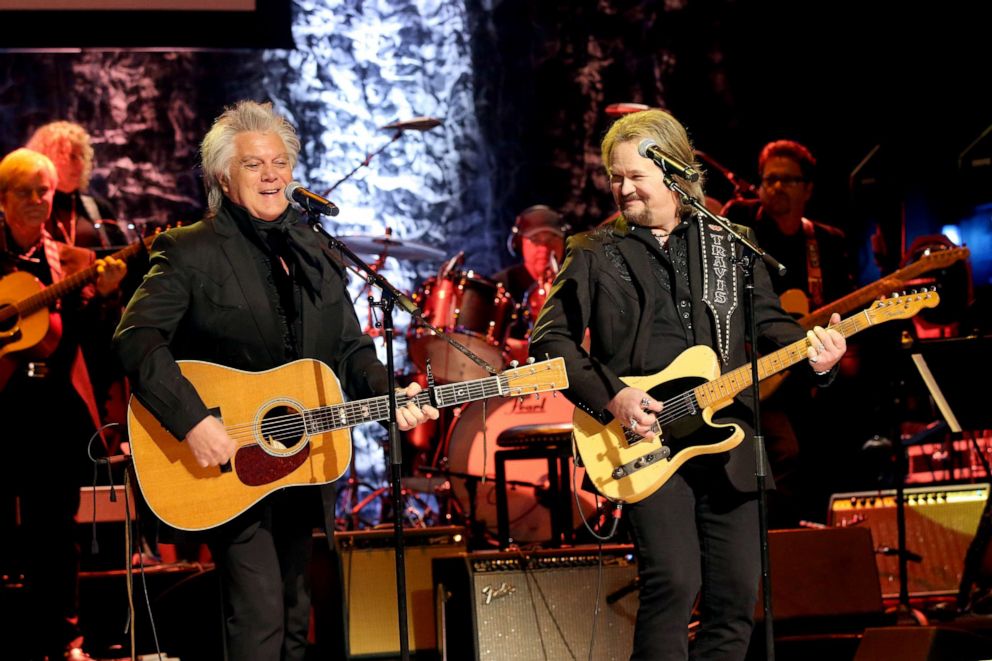 PHOTO: Marty Stuart and Travis Tritt perform onstage during the 2019 Country Music Hall of Fame Medallion Ceremony at Country Music Hall of Fame and Museum on Oct. 20, 2019, in Nashville, Tenn.