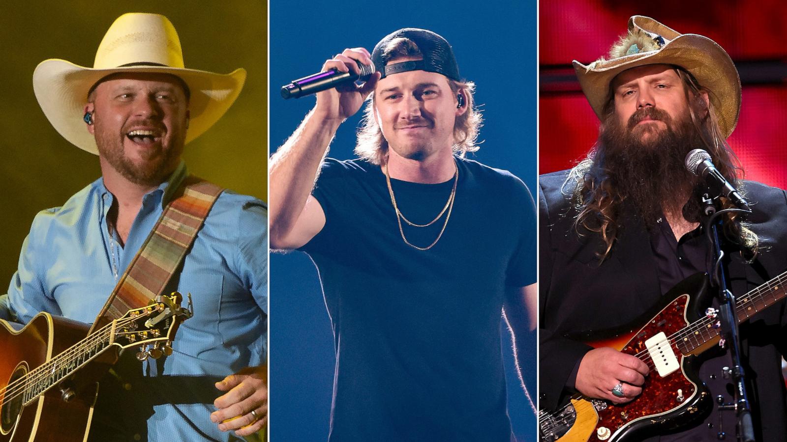 PHOTO: Country musicians, Cody Johnson, Morgan Wallen and Chris Stapleton.