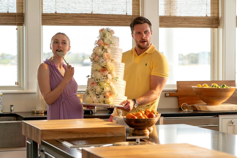 PHOTO: The Perfect Couple. (L to R) Dakota Fanning as Abby Winbury, Jack Reynor as Thomas Winbury.