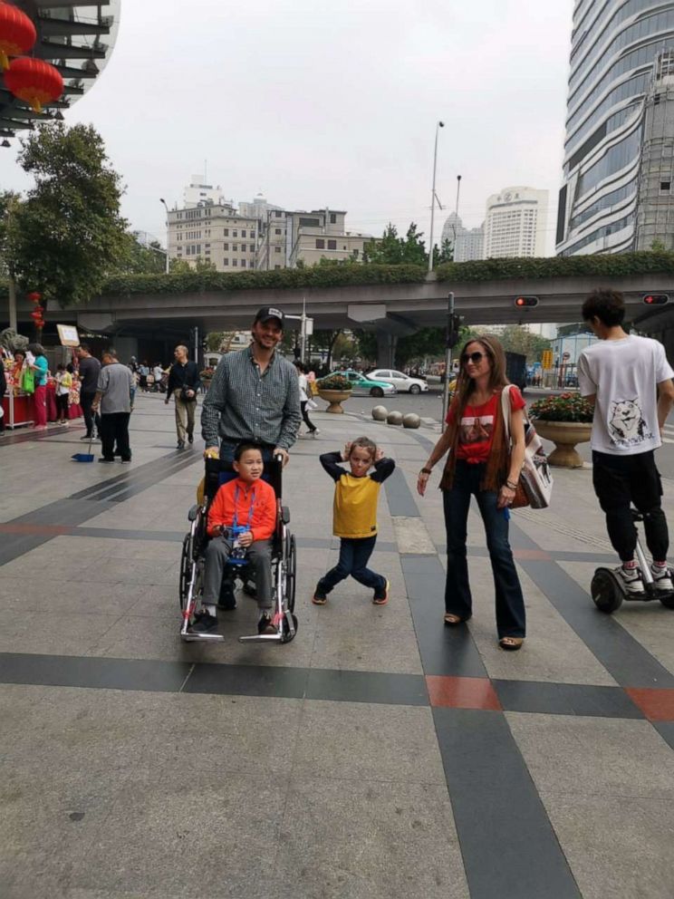 PHOTO: Monica and Josh Poynter, of Bowling Green, Kentucky, adopted Trey. The 9-year-old has the same rare, genetic disease as their biological son, Tag, 6. The family traveled to Guangzhou, China, where they finally met Trey face-to-face.