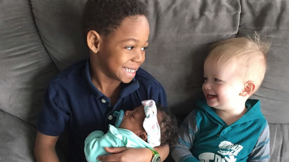 PHOTO: Milo Weight, 5 and his brother Nash Weight, 2, are seen in an undated photo with their baby sister, Onni Weight, 3 months. 