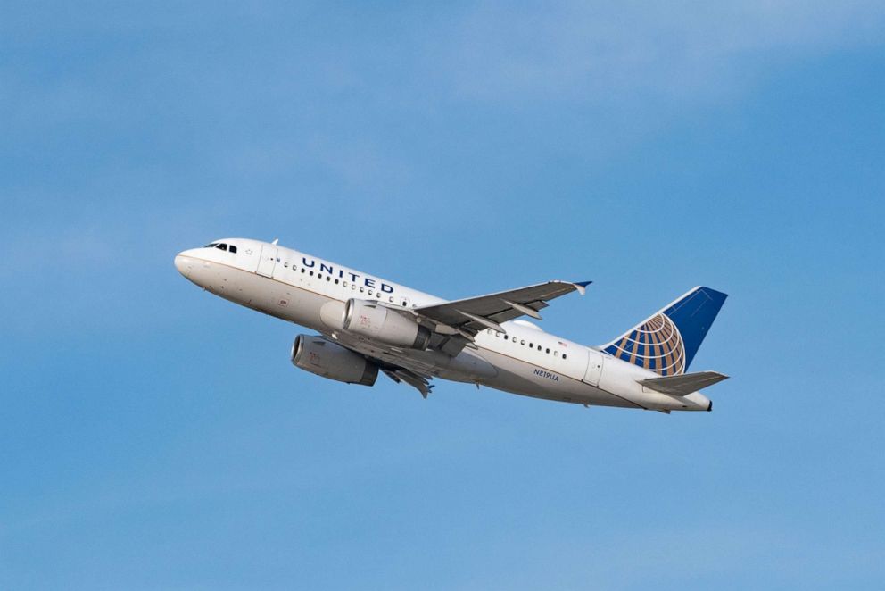PHOTO: United Airlines Airbus A319-131 takes off from Los Angeles international Airport on Jan. 13, 2021.