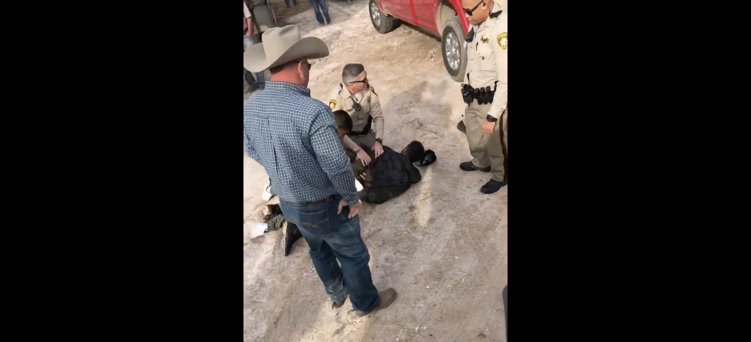 PHOTO: Video shows cowboys who helped arrested a carjacking suspect in Las Vegas.