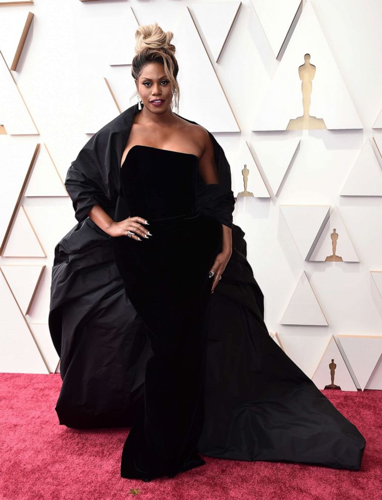 PHOTO: Laverne Cox arrives at the Oscars, March 27, 2022, at the Dolby Theatre in Los Angeles.
