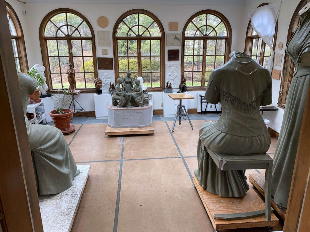 PHOTO:A statue depicting Sojourner Truth, Susan B. Anthony and Elizabeth Cady will be unveiled as "The Women's Rights Pioneers" monument in New York's Central Park on Aug. 26, 2020.