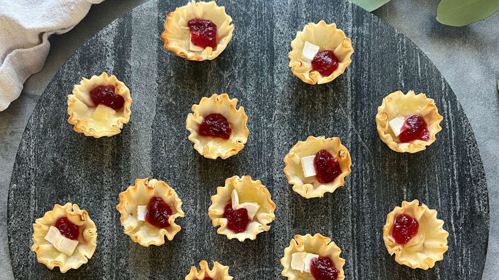 PHOTO: Cranberry brie phyllo cups.