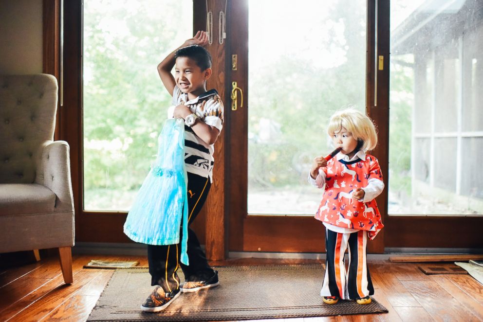 PHOTO: Mary Grace Pingoy helped her son and daughter dress up and their favorite movie characters. 