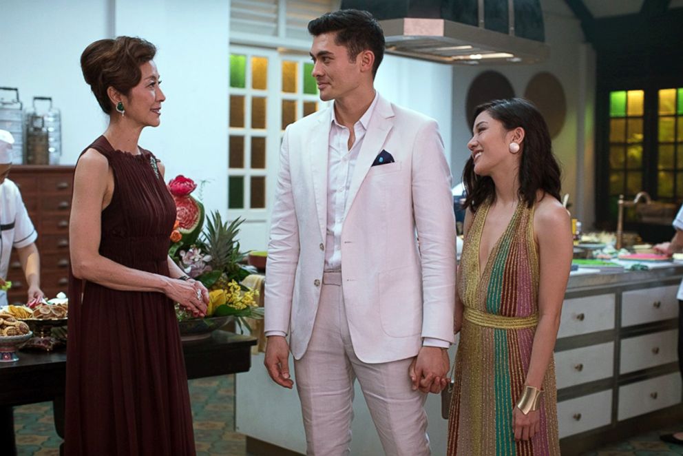 PHOTO: Michelle Yeoh, left, Henry Golding and Constance Wu in a scene from "Crazy Rich Asians."