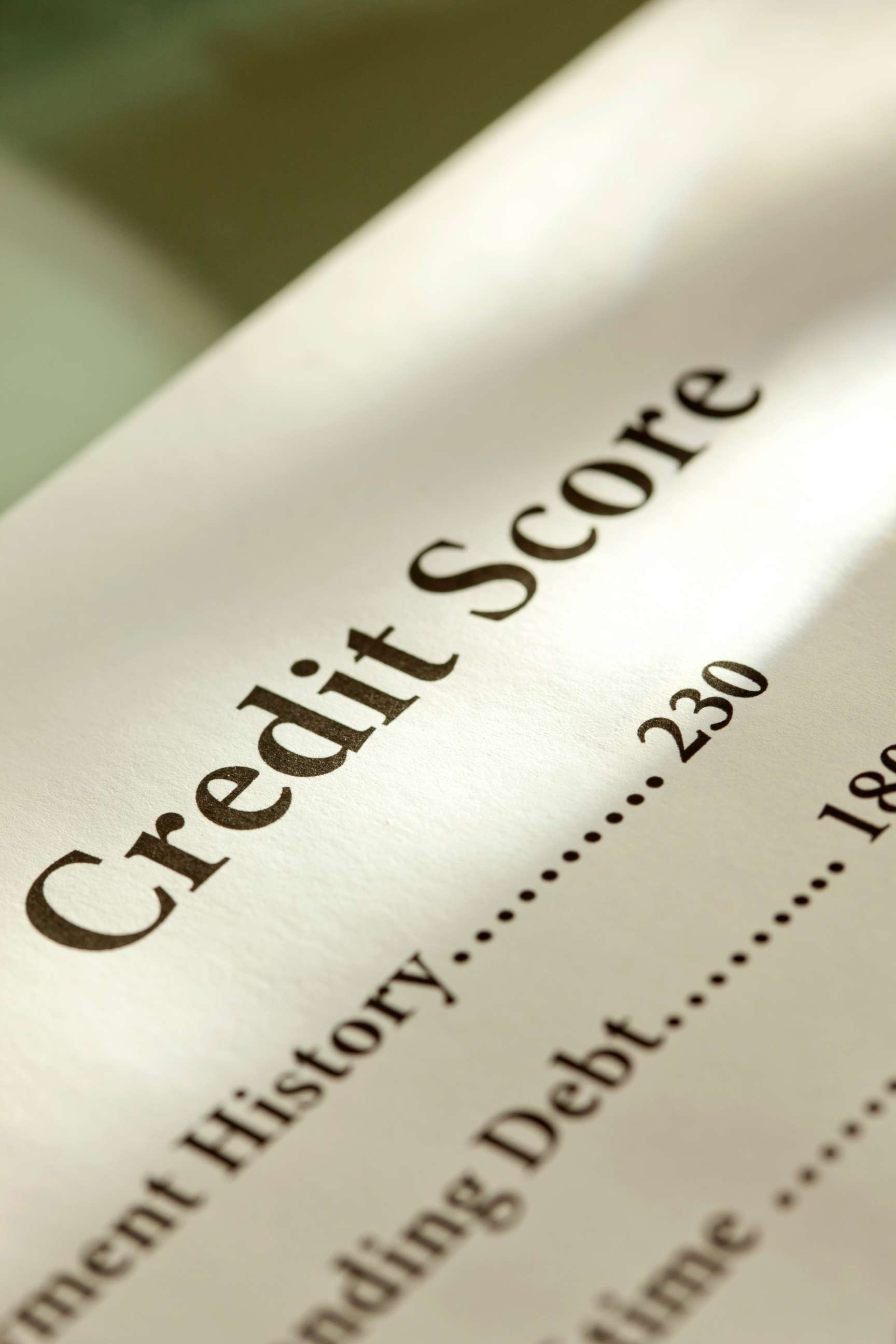 PHOTO: In this undated stock photo shows a credit score card.