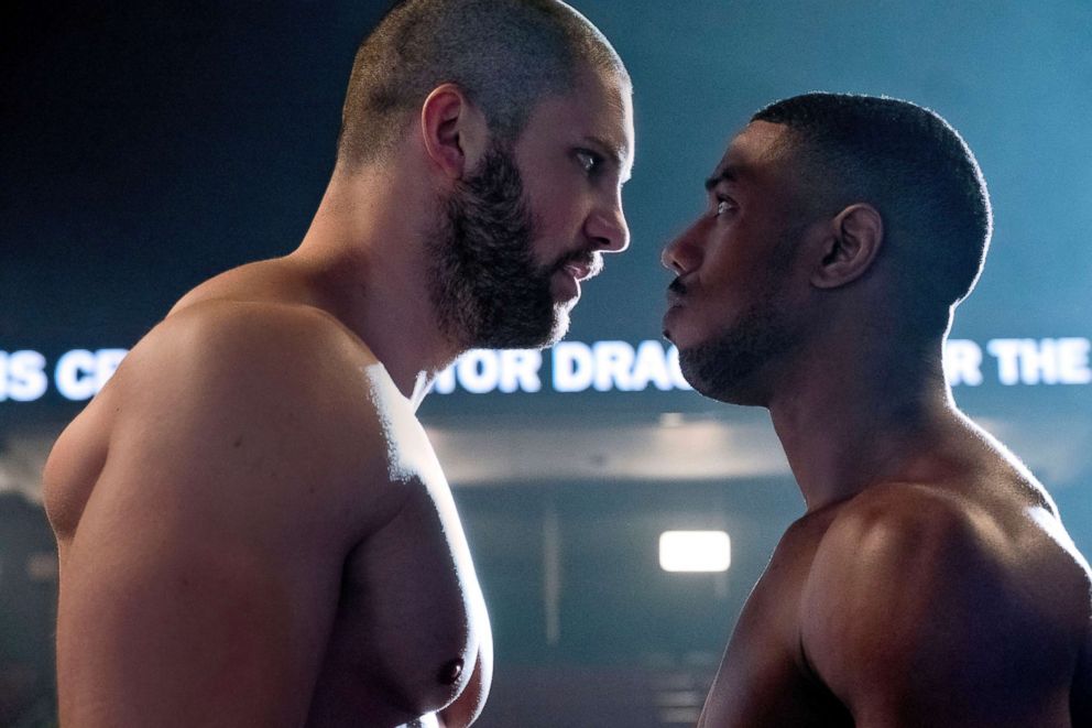 PHOTO: Florian Munteanu, left, and Michael B. Jordan in a scene from "Creed II."