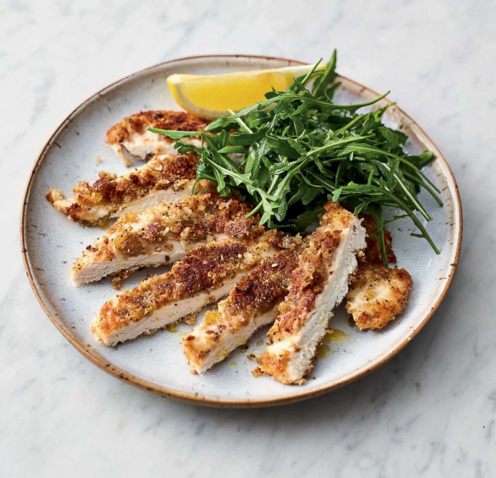 PHOTO: Jamie Oliver's crispy garlicky chicken from his new cookbook "5 Ingredients Quick & Easy Food."