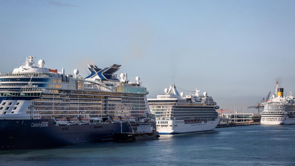 PHOTO: Cruise ships docked at the Barcelona Cruise Terminal of the Port of Barcelona in Barcelona, Spain, on June 25, 2022. 