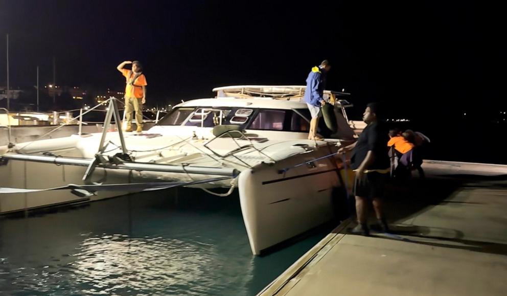 PHOTO: Dustin Leonard and Helena Franczak’s catamaran.
