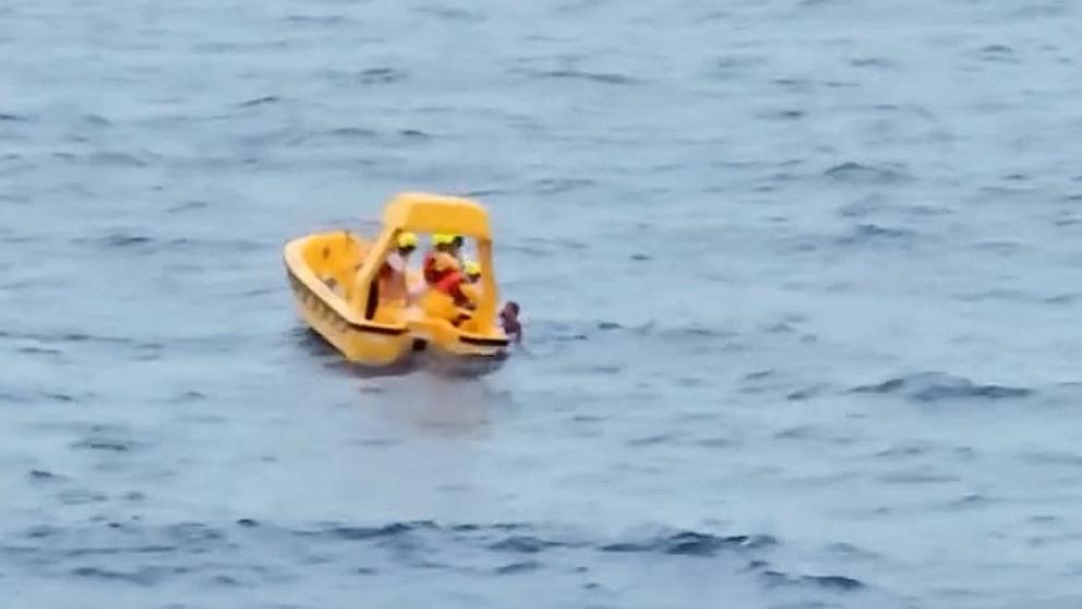 PHOTO: A father and his daughter were rescued after falling overboard from the Disney Dream cruise ship, June 29, 2025, returning to Fort Lauderdale.
