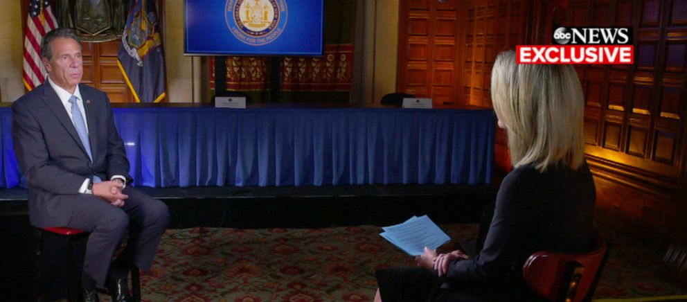 PHOTO: Governor Andrew Cuomo speaks to Amy Robach on "Good Morning America."