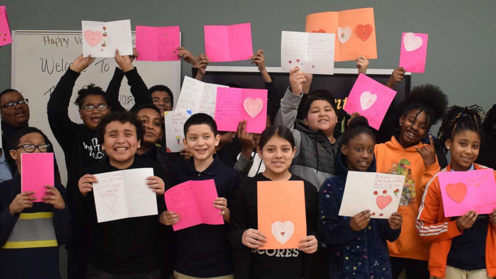 PHOTO: Students from Charles Hart Middle School surprised the seniors at Colony House, a senior home in Washington, D.C., with personalized valentines on Feb. 13, 2019.