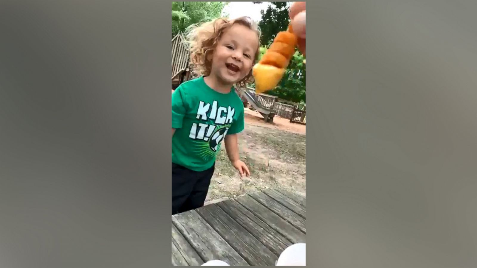 PHOTO: Lorenzo got very excited when his mom Diane dipped an Arby's french fry into melted cheese.