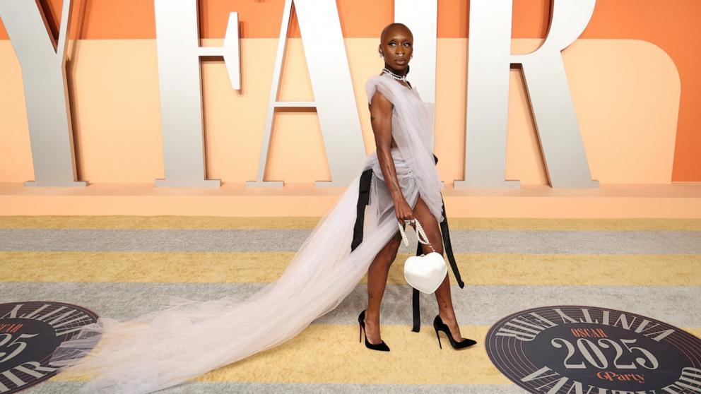 PHOTO: Cynthia Erivo arrives at the Vanity Fair Oscar Party, Mar. 2, 2025, in Beverly Hills, Calif.