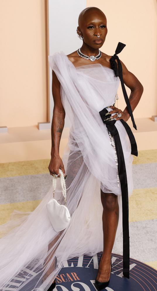 PHOTO: Cynthia Erivo arrives at the Vanity Fair Oscar Party, Mar. 2, 2025, in Beverly Hills, Calif.