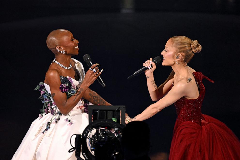 PHOTO: Cynthia Erivo and Ariana Grande perform onstage during the 97th Annual Academy Awards at the Dolby Theatre in Hollywood, Calif., March 2, 2025. 