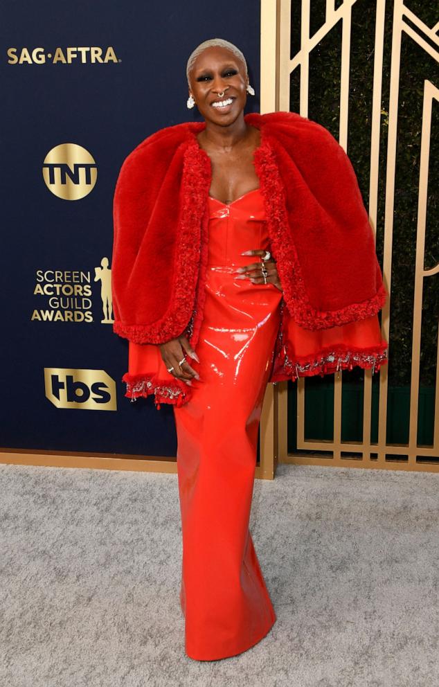 PHOTO: Cynthia Erivo arrives for the 28th Annual Screen Actors Guild (SAG) Awards at the Barker Hangar in Santa Monica, California, on February 27, 2022.