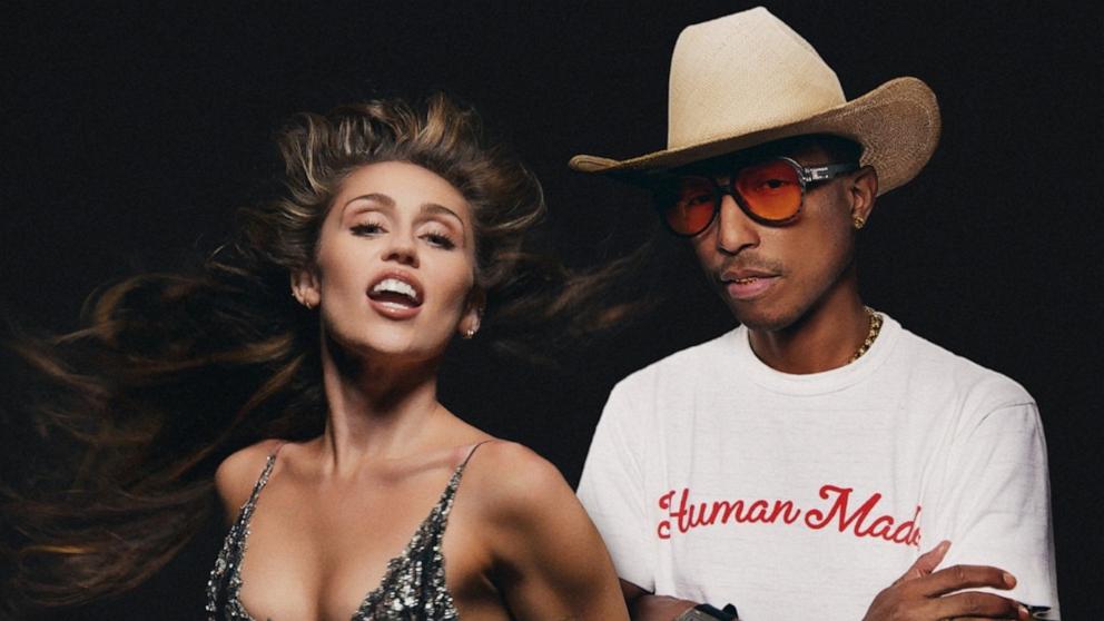 PHOTO: Miley Cyrus and Pharrell Williams announce a new track.