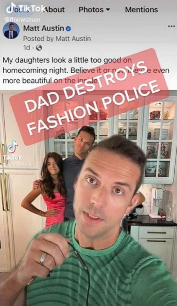 PHOTO: Matt Austin, a news anchor for WKMG-TV in Orlando, took to TikTok to respond to comments about his daughter's homecoming dresses.