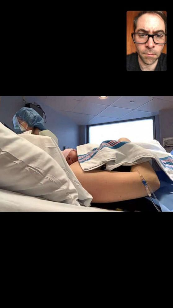 PHOTO: Jack Hedges of Bedford, New York, watched via video chat as his daughter Adrienne came into the world on April 5, during the novel coronavirus pandemic.