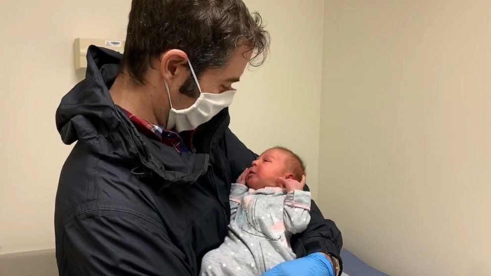 PHOTO: Jack Hedges of Bedford, New York, watched via video chat as his daughter Adrienne came into the world on April 5, during the novel coronavirus pandemic.
