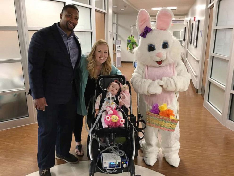 PHOTO: Josh and Gretchen Trimble pose with their daughter, Opal, as they celebrate Easter.