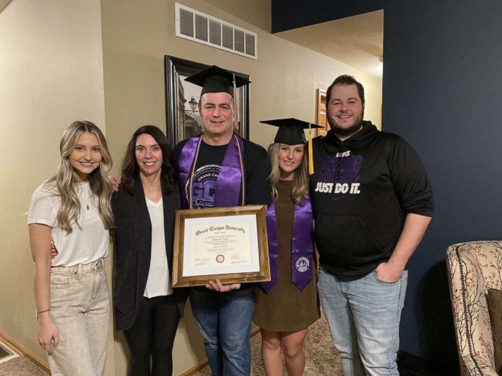 PHOTO: Mike Loven, 47, of Machesney Park, received a bachelor’s degree in finance and economics with a 3.99 GPA from Grand Canyon University in Phoenix, Arizona, last October. His daughter, Taleigh Loven, 23, earned her bachelor's degree in psychology.