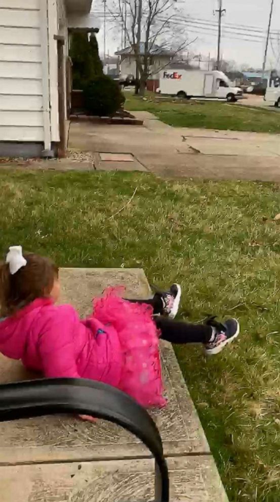 PHOTO: A 4-year-old named Ava Oliver jumped for joy as a fleet of FedEx trucks paraded through her Ohio neighborhood after her birthday party was canceled due to the novel coronavirus shutdown.