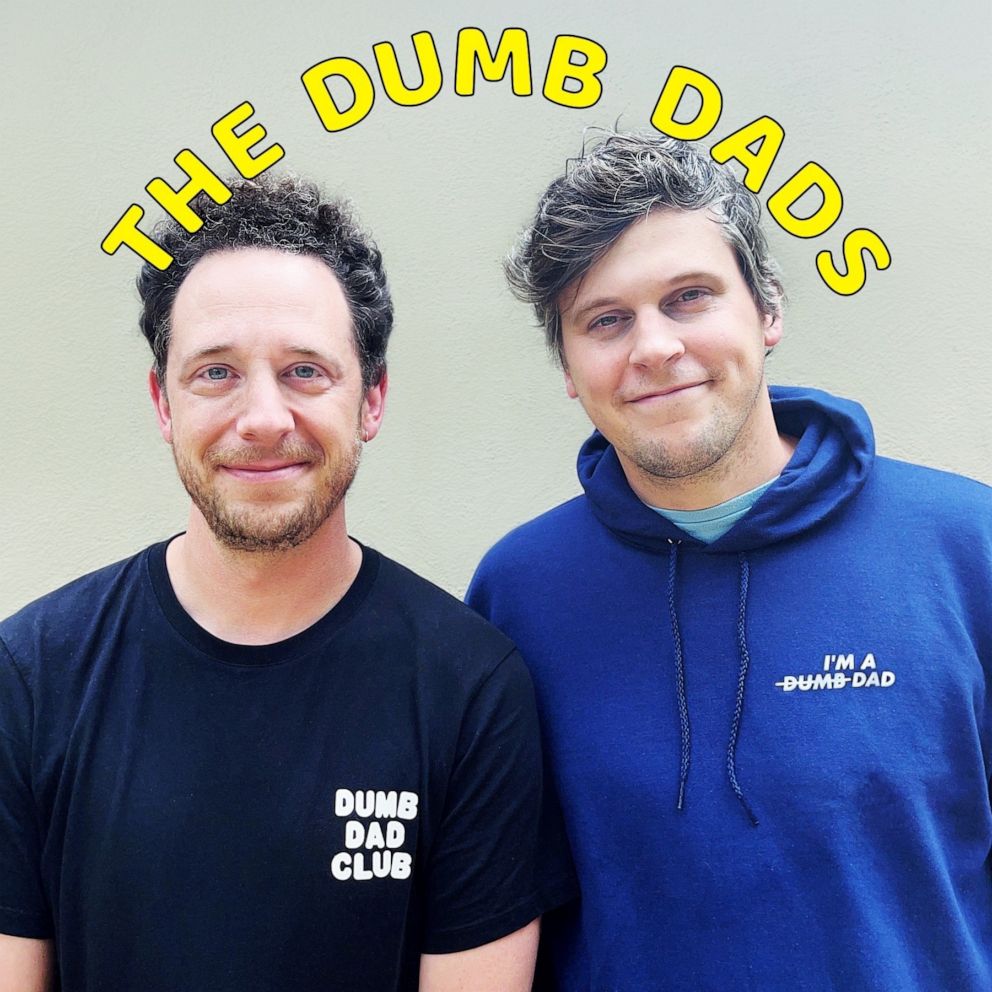 PHOTO: Evan Kyle Berger and Kevin Laferriere of Los Angeles, California, are the creators of The Dumb Dads podcast and both are stay-at-home dads. In a viral video shared May 4, Berger appears in a mock press conference. Millions have viewed the moment.