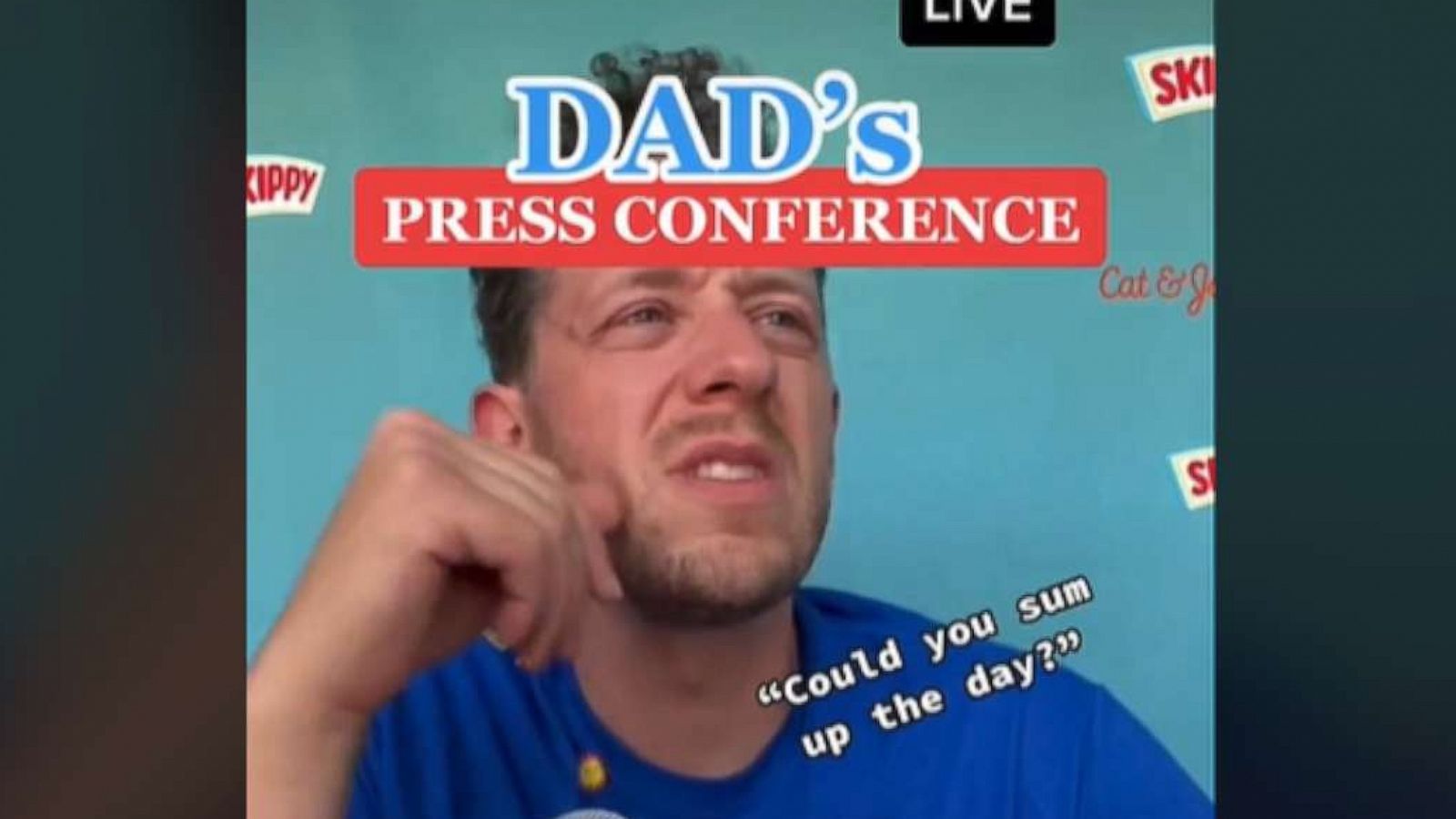 PHOTO: Evan Kyle Berger and Kevin Laferriere of Los Angeles, California, are the creators of The Dumb Dads podcast and both are stay-at-home dads. In a viral video shared May 4, Berger appears in a mock press conference