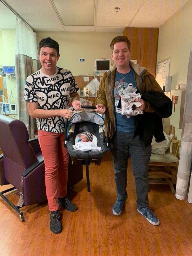 PHOTO: Christopher More and Anthony Lach adopted their son, Parker Terence Lachmore, over Zoom in May 2020.