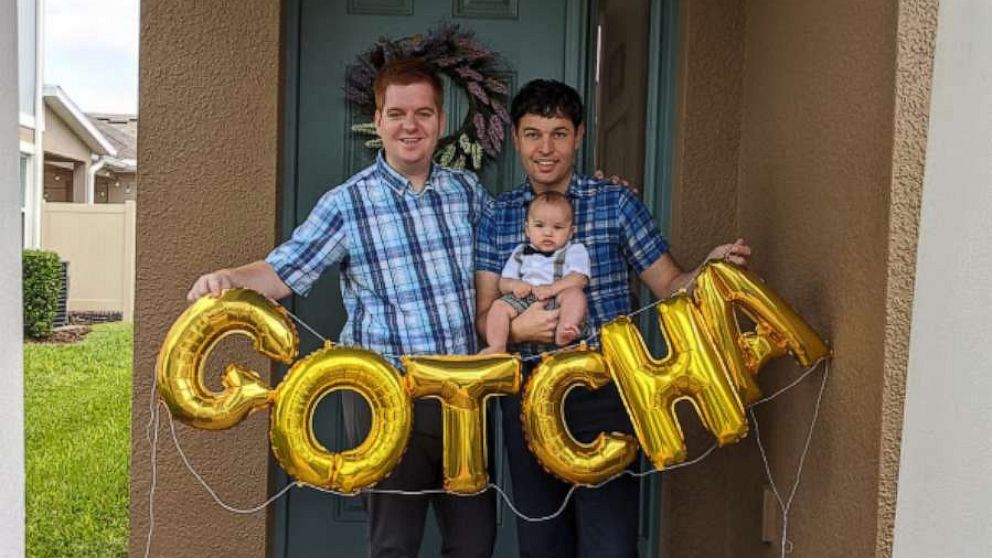 PHOTO: Christopher More and Anthony Lach adopted their son, Parker Terence Lachmore, over Zoom in May 2020.