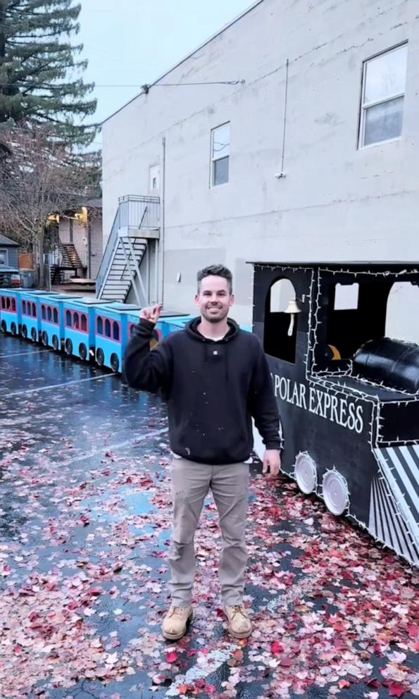 PHOTO: Dad Mason Smith built a custom Polar Express train and fulfilled his daughter’s Christmas wish.