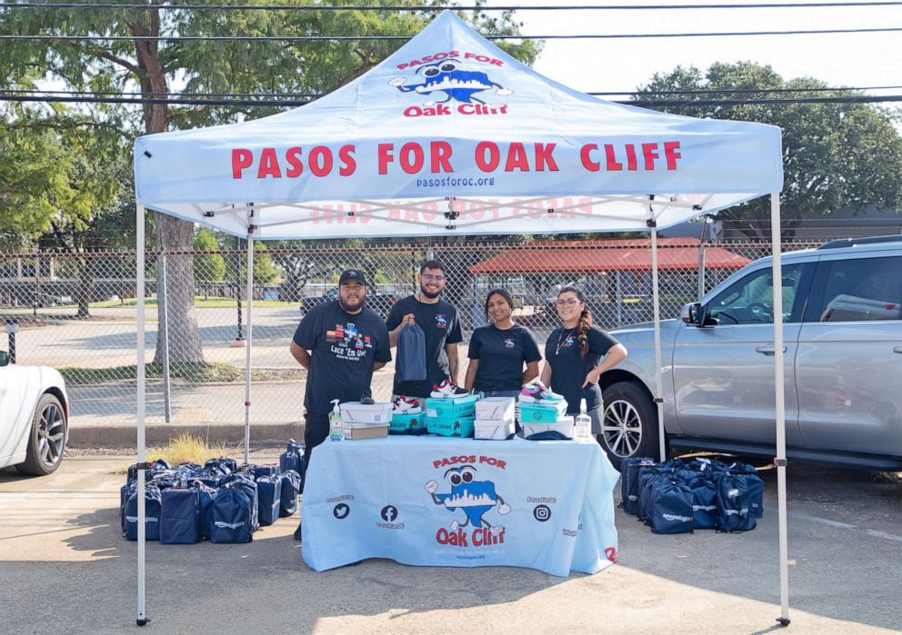 PHOTO: Pasos for Oak Cliff has donated more than 1,000 pairs of sneakers to students in Texas.