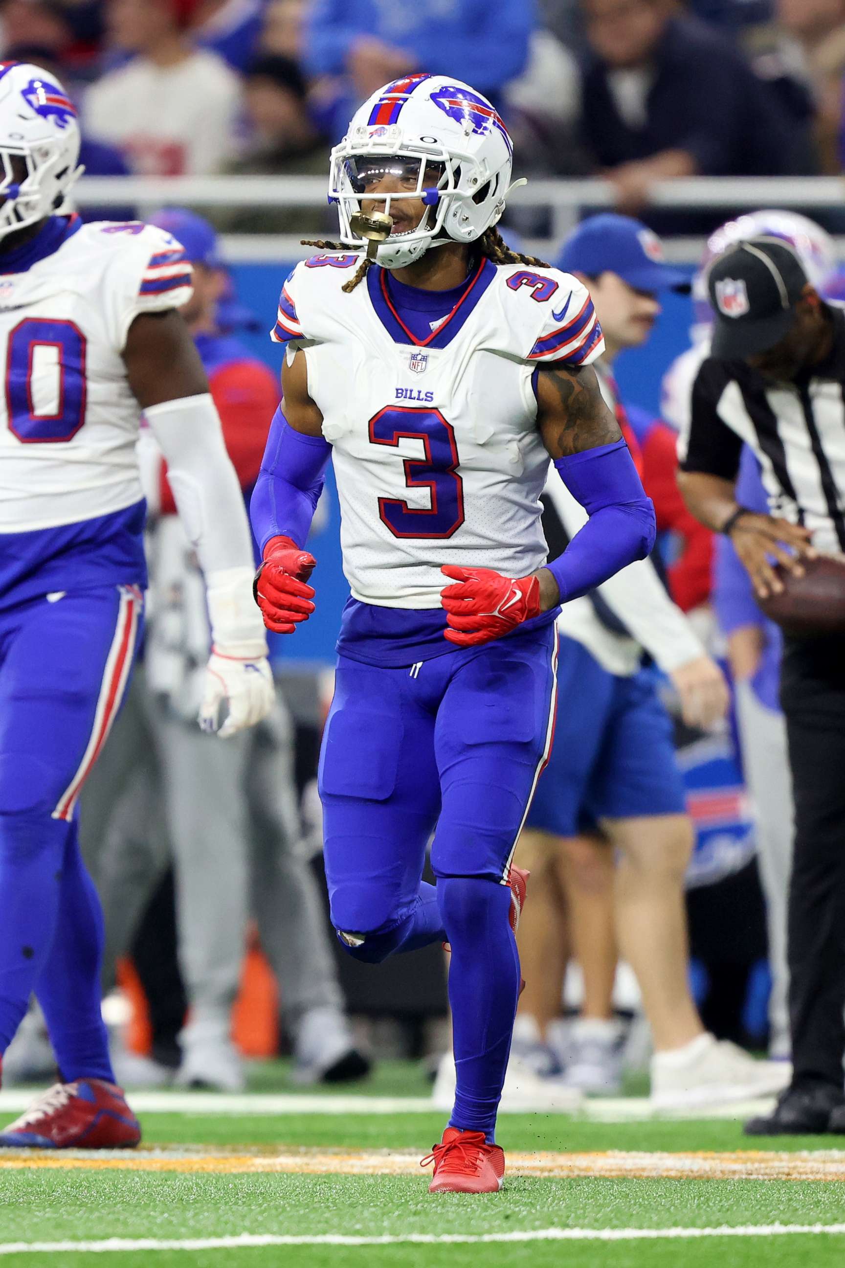 PHOTO: Buffalo Bills safety Damar Hamlin (3) is seen during the second half of an NFL football game against the Detroit Lions in Detroit, Nov. 24, 2022.