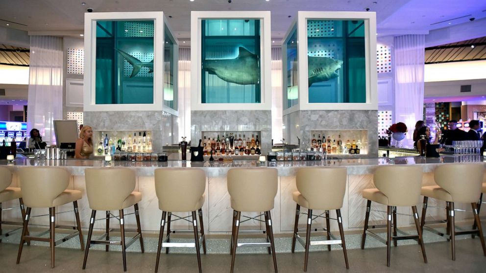 PHOTO: The Unknown Center Bar is seen with Damien Hirst's "The Unknown" art piece at the Palms Casino Resort on May 17, 2018, in Las Vegas.