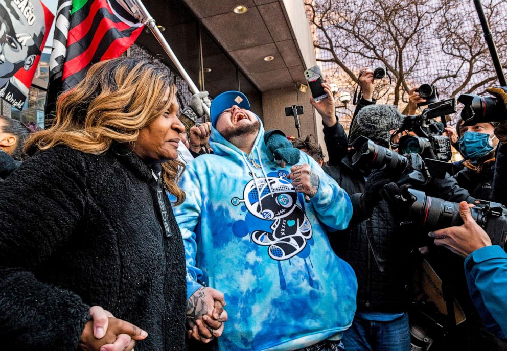 PHOTO: Damik Wright, brother of Daunte Wright, reacts after the verdict was read in the trial of Kim Potter on Dec. 23, 2021 in Minneapolis, Minn.