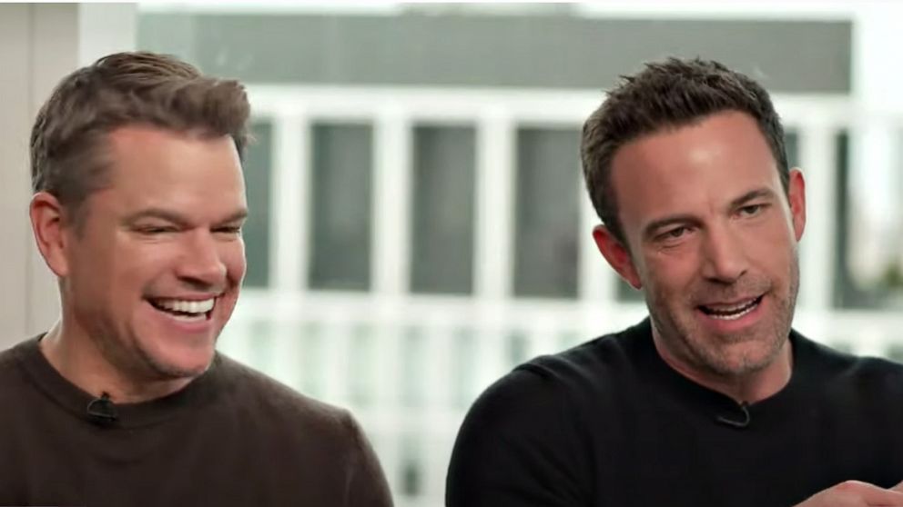 PHOTO: Ben Affleck and Matt Damon discuss collaborating again on a writing project after more than 20 years on "Good Morning America," Oct. 13, 2021.