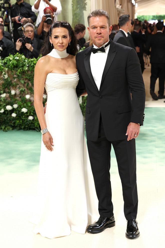 PHOTO: Luciana Damon and Matt Damon attend The 2024 Met Gala Celebrating "Sleeping Beauties: Reawakening Fashion" at The Metropolitan Museum of Art, May 6, 2024, in New York.