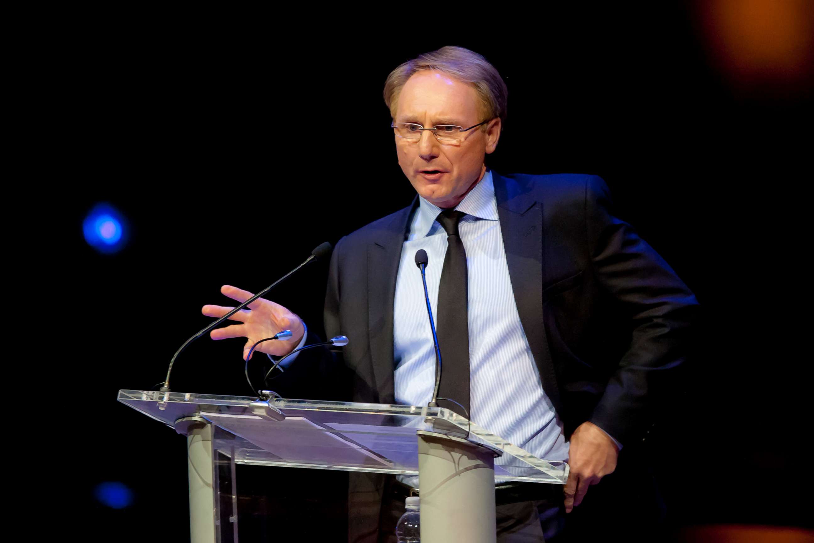 PHOTO: Author, Dan Brown speaks to the audience at Lincoln Center on May 15, 2013 in  New York.