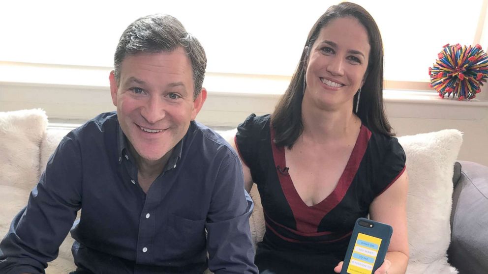 PHOTO: "How to Break Up With Your Phone" author Catherine Price poses with ABC News anchor Dan Harris.
