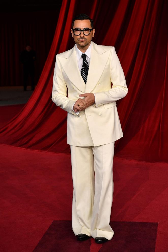 PHOTO: Canadian actor Dan Levy arrives for the 4th Annual Academy Museum Gala at the Academy Museum of Motion Pictures in Los Angeles, Oct. 19, 2024. 