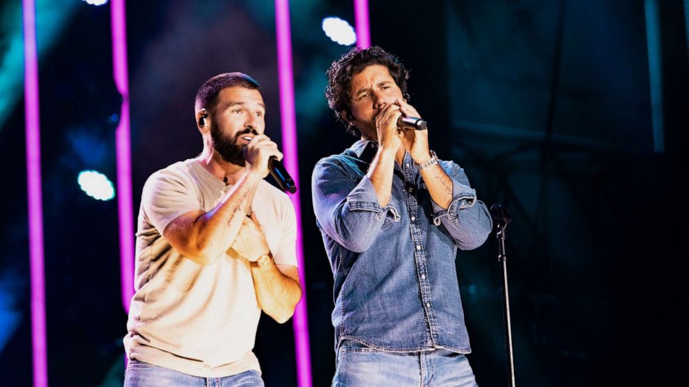 PHOTO: Shay Mooney and Dan Smyers of Dan + Shay at Day 1 of the CMA Fest held on June 8, 2023 in Nashville, Tenn.