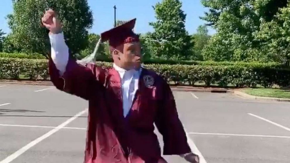 PHOTO: Chance Kennedy celebrated his graduation from North Carolina Central by doing a, now viral, dance on May 9th, 2020 in Charlotte, NC.